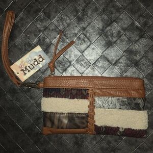 Mudd Brown Patchwork Wristlet Clutch - Mudd